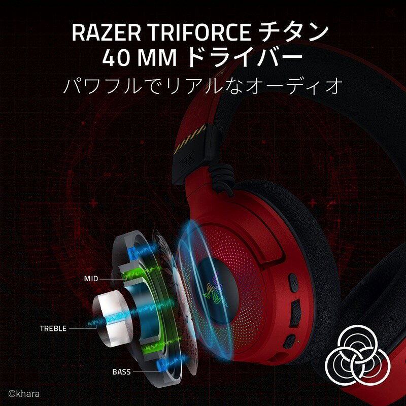 【Razer公式】 Razer Kraken V4 EVANGELION (EVA-02) Edition THX Spatial Audio 7.1ch サラウンド対応 Bluetooth 5.3 / 2.4GHz ワイヤレス 両対応 『エヴァンゲリオン』コラボ ワイヤレスゲーミングヘッドセット レーザー エヴァ 2号機 弍号機 アスカ・ラングレー 3