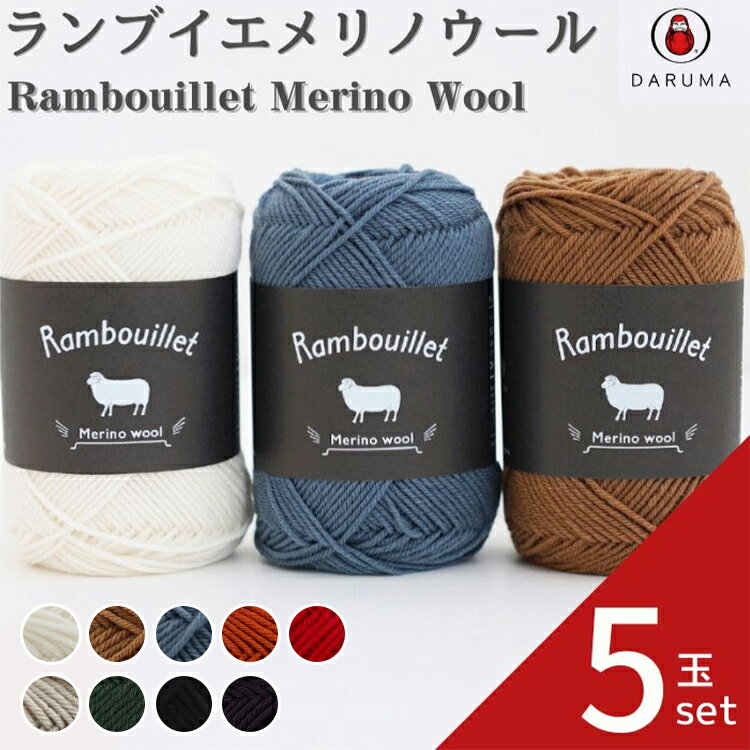 ダルマ ランブイエメリノウール【5玉セット】01-5810 DARUMA 秋冬毛糸 手編み糸 編み糸 毛糸 毛 ウール 毛編み糸 DARUMA ダルマ 手芸 秋冬 編み物 ニット セーター カーディガン ベスト 帽子 スヌード ストール マフラー
