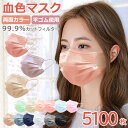 【血色不織布マスク】\秋新色追加/血色マスク 不織布 カラー 血色カラー マスク 50枚 ×100箱 不織布 耳が痛くならない くちばし型 バイカラー マスク ...