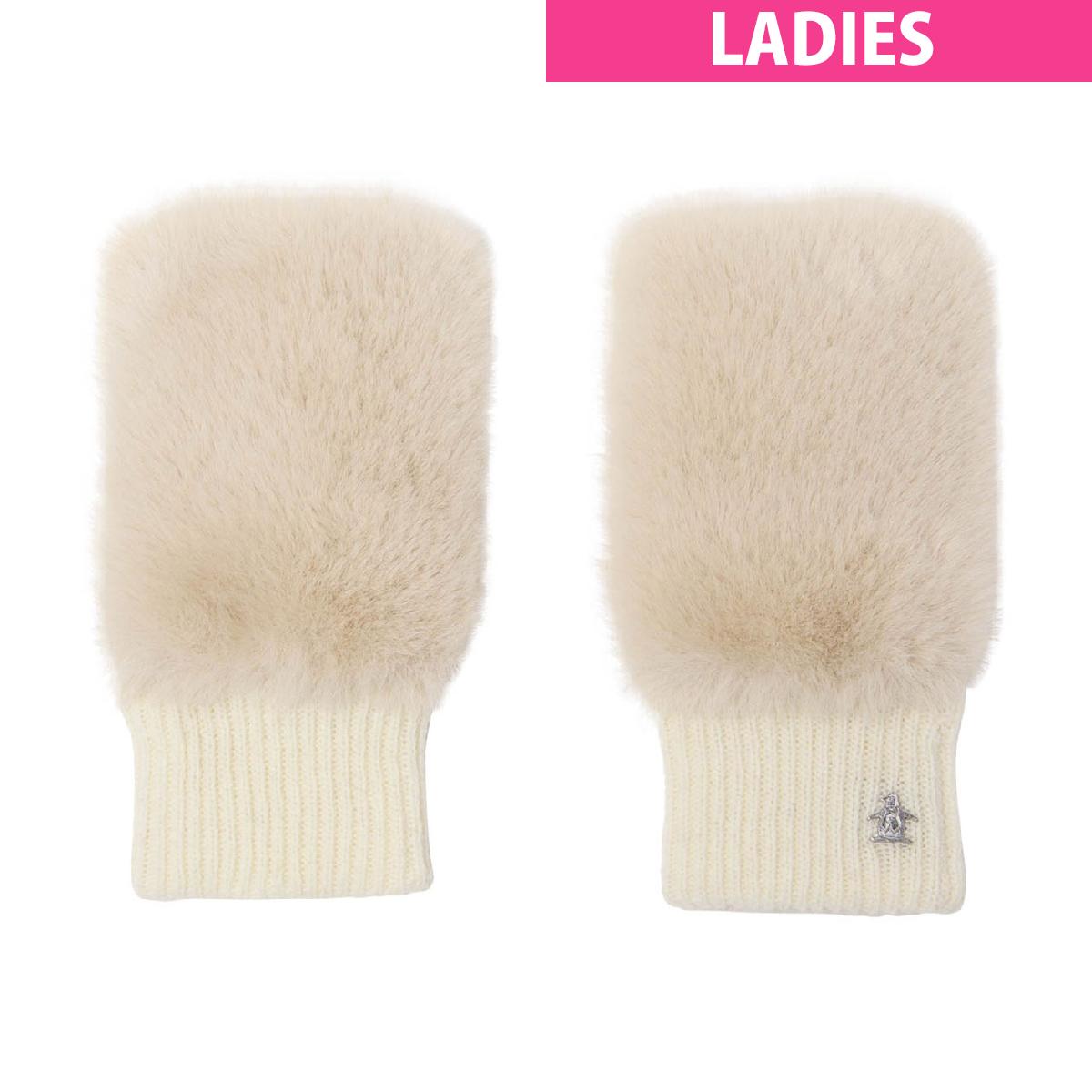 マンシングウェア Munsingwear フェイクファー＆ニットコンビ ハンドウォーマー 両手用 レディス