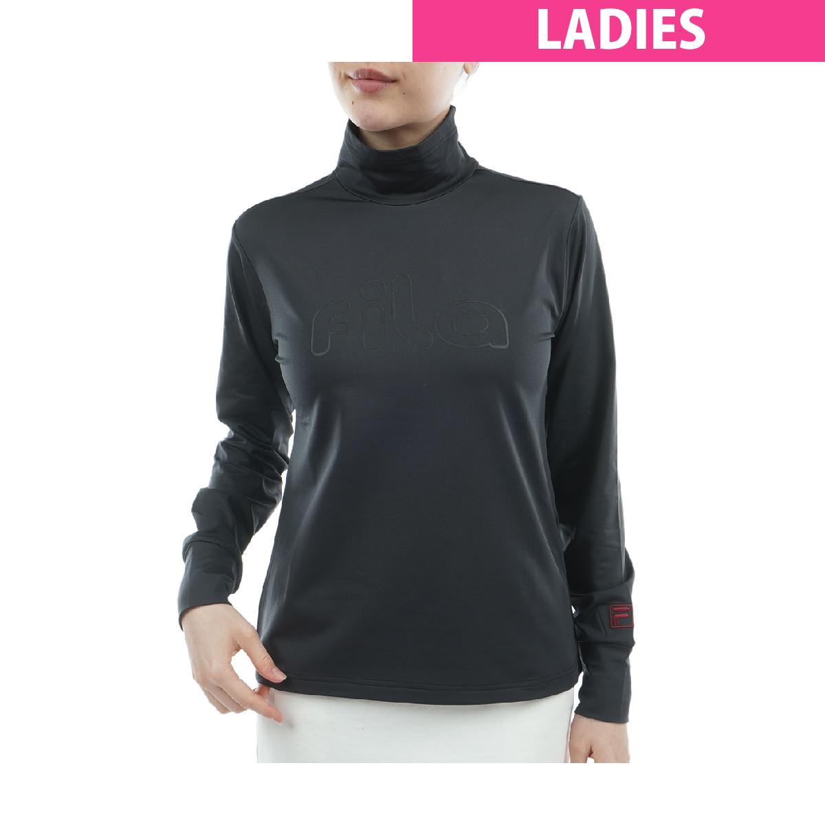 フィラ　FILA　ストレッチ 裏起毛スムース 長袖モックネックシャツ　レディス