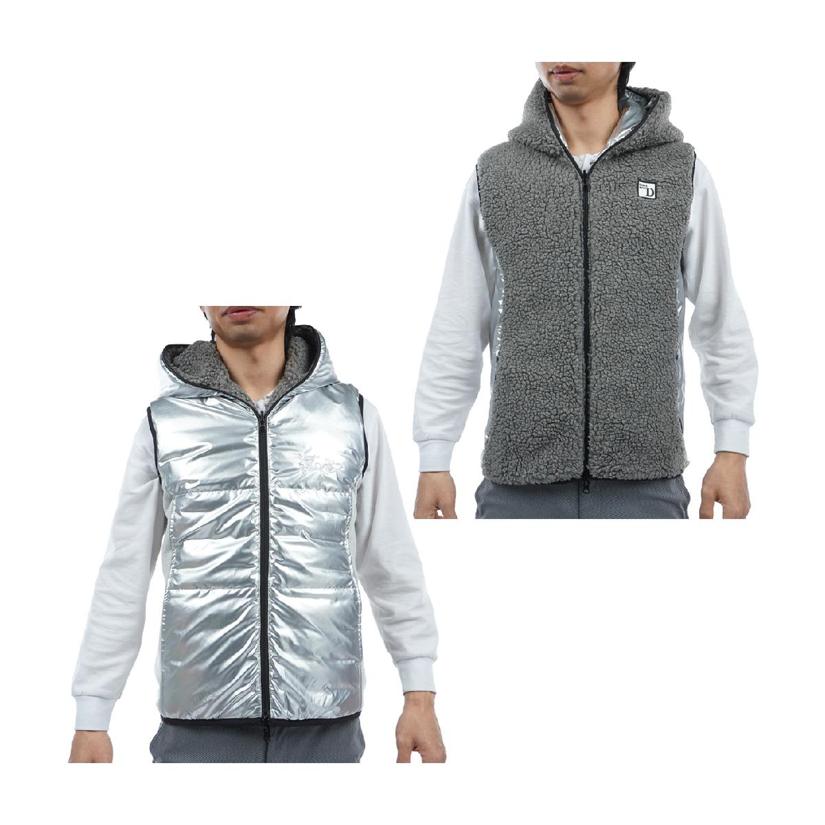 ダンスウィズドラゴン　Dance With Dragon　リバーシブル ストレッチ メタリックタフタRV ダウンベスト