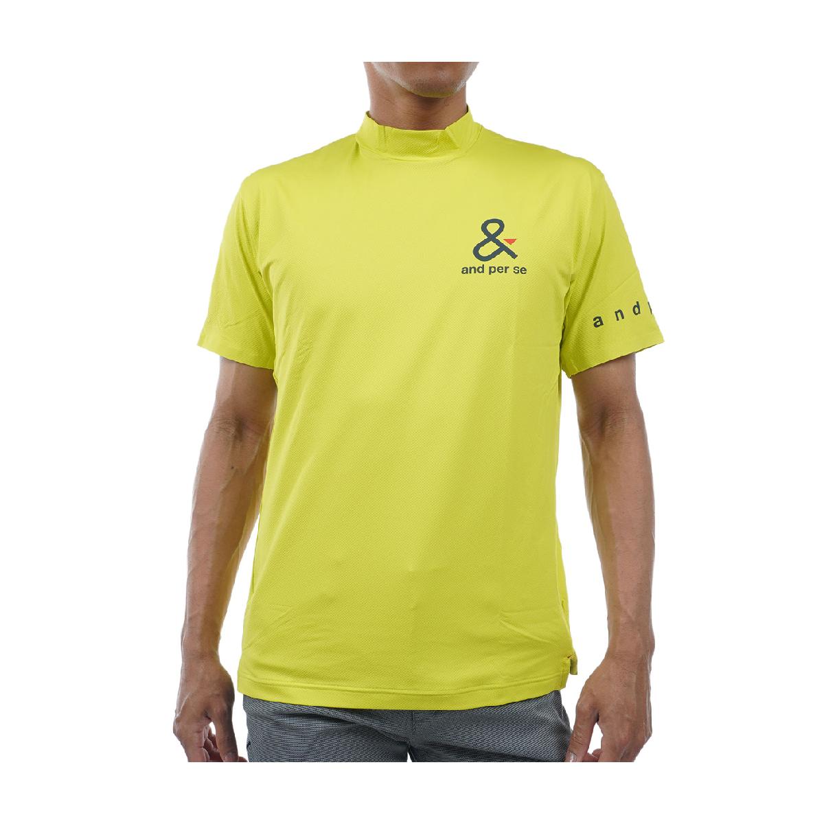 アンパスィ　and per se　ストレッチ ショットスムーザー モックネック半袖シャツ