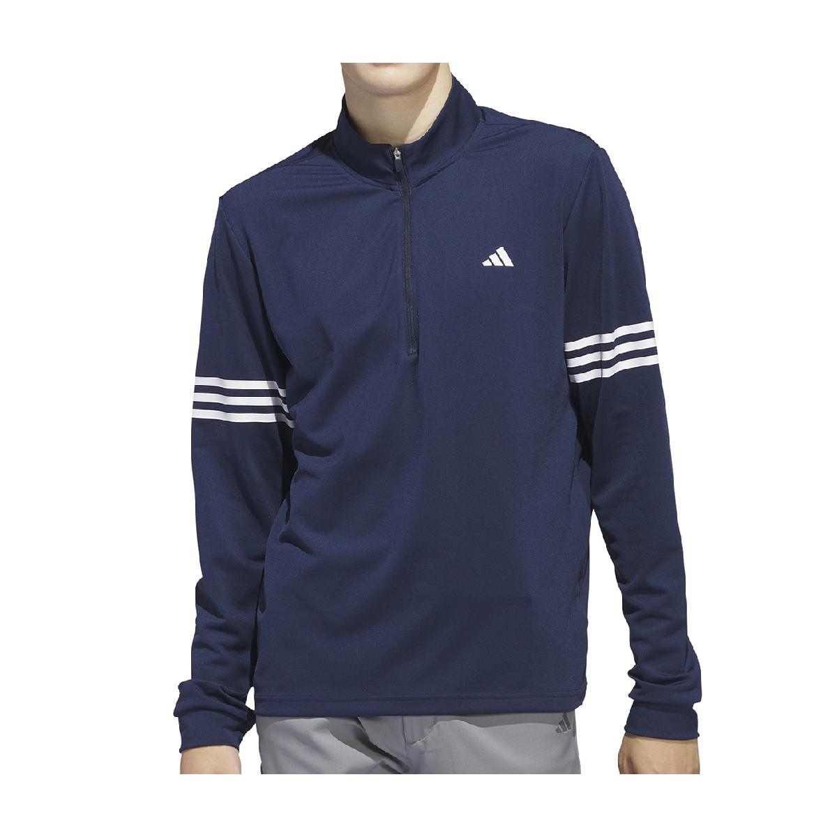 アディダス　Adidas　3ストライプス ストレッチ ベーシックレイヤード長袖ハーフジップシャツ
