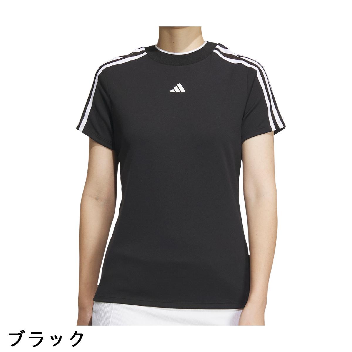 アディダス　Adidas　3ストライプス メッシュベントモック半袖シャツ　レディス