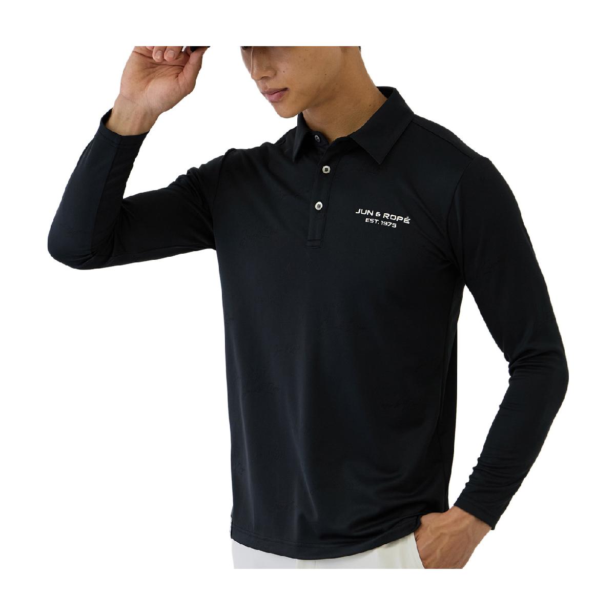 ジュン アンド ロペ　JUN & ROPE　ハンドライティング ロゴジャカード長袖ポロシャツ
