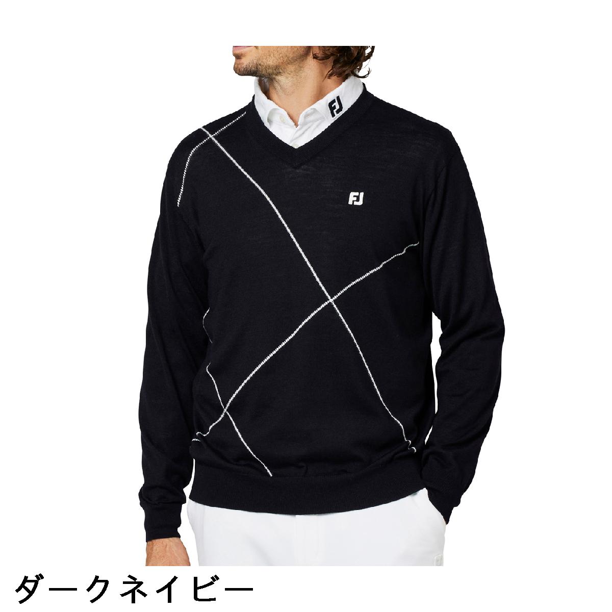 フットジョイ　Foot Joy　ストレッチ クロップドアーガイル Vネックセーター