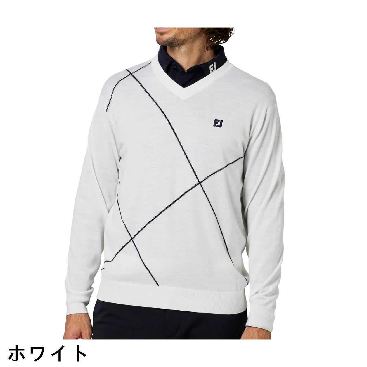 フットジョイ　Foot Joy　ストレッチ クロップドアーガイル Vネックセーター