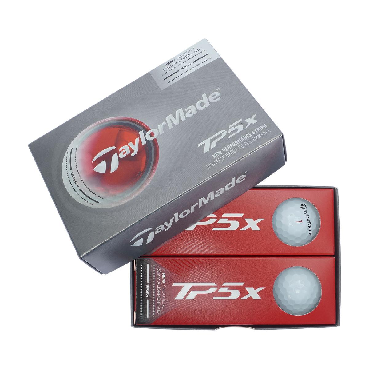 TP5x パフォーマンス ストライプ ボール 半ダーステーラーメイド / TP5商品の特徴●NEW TP5xシリーズに新たなビジュアルテクノロジー「パフォーマンス ストライプ」登場●通常よりも1.75倍長いサイドスタンプで パッティングのアライメント向上をサポート●ショット時にアライメントデザインが気になりにくい●柄のない白ボールをお好みのプレーヤーにパッティングスタッツ向上の新提案ボールナンバー1タイプ5ピーススピンドライバー：最も少ない／グリーン周り：かなり多いフィーリングソフト弾道中弾道適応ヘッドスピード全領域カバー素材キャストウレタンカバーディンプル322製造国韓国シーズン2026年モデルballshippingcp