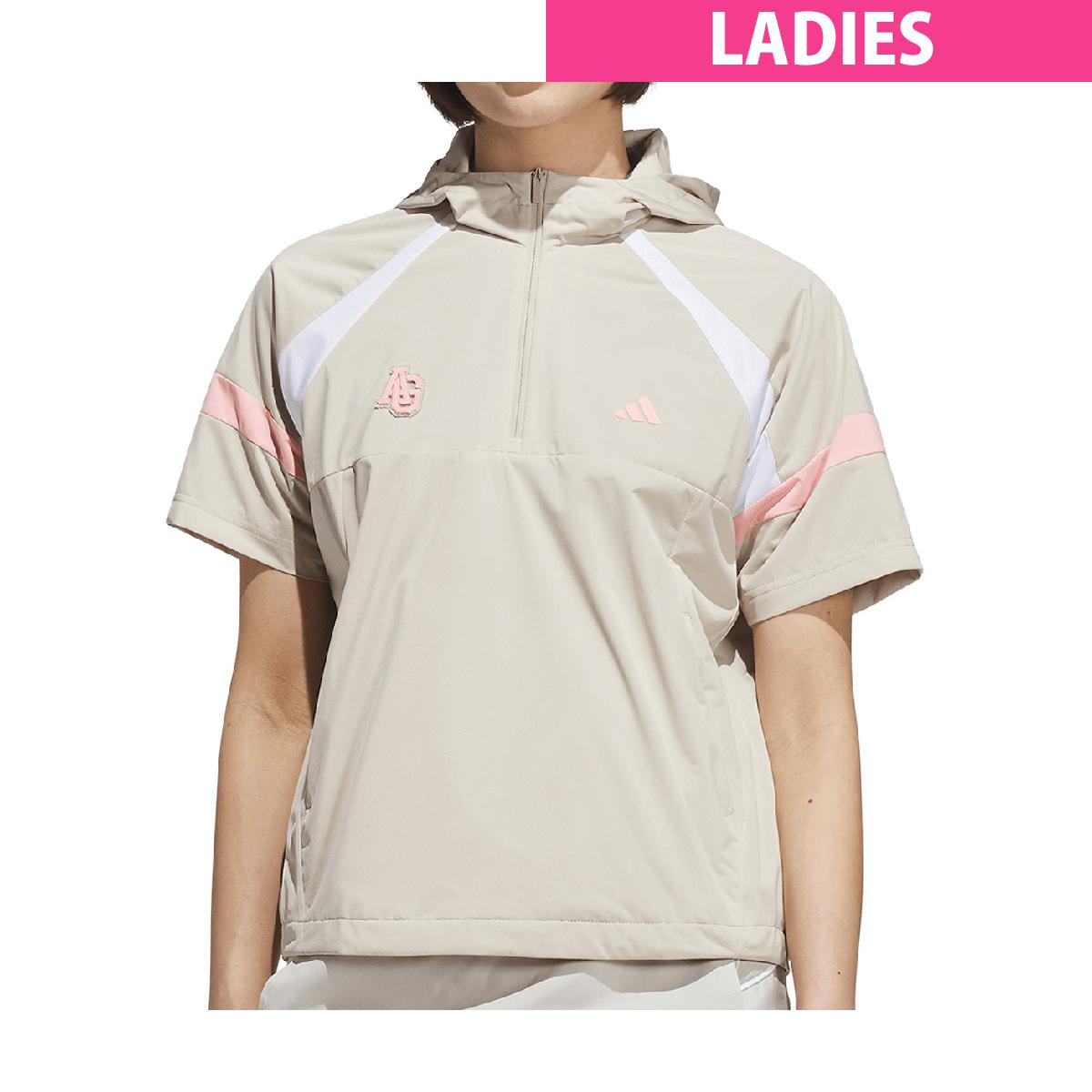 アディダス　Adidas　ハーフジップ アノラック半袖フーディージャケット　レディス