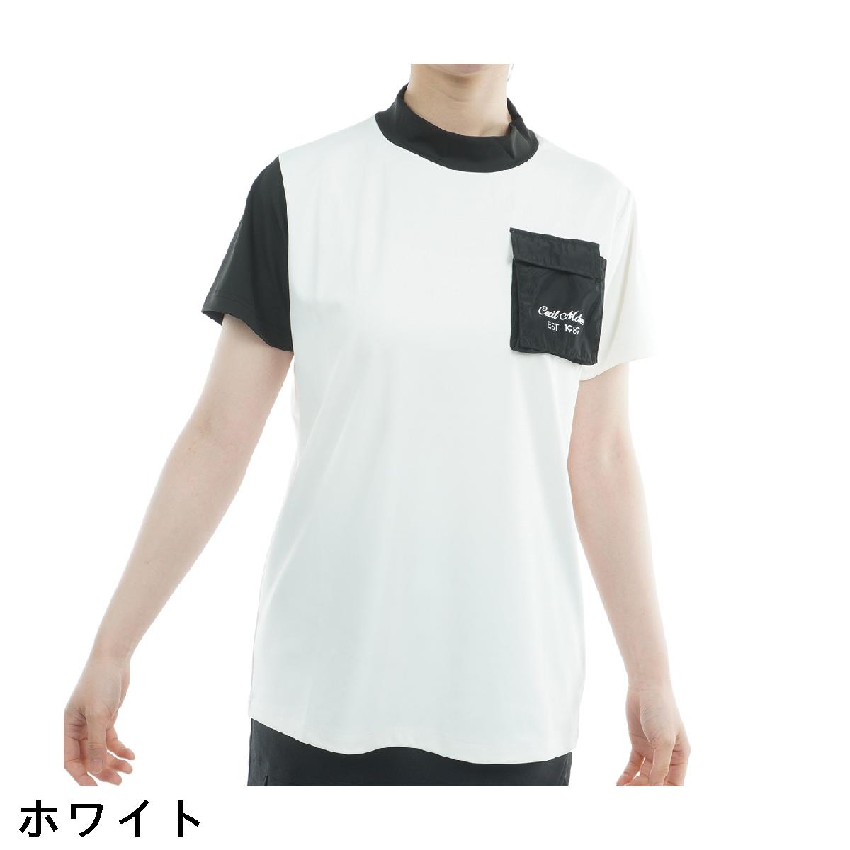 セシルマクビー グリーン　CECIL McBEE green　アウトドアポケットモックネック半袖シャツ　レディス