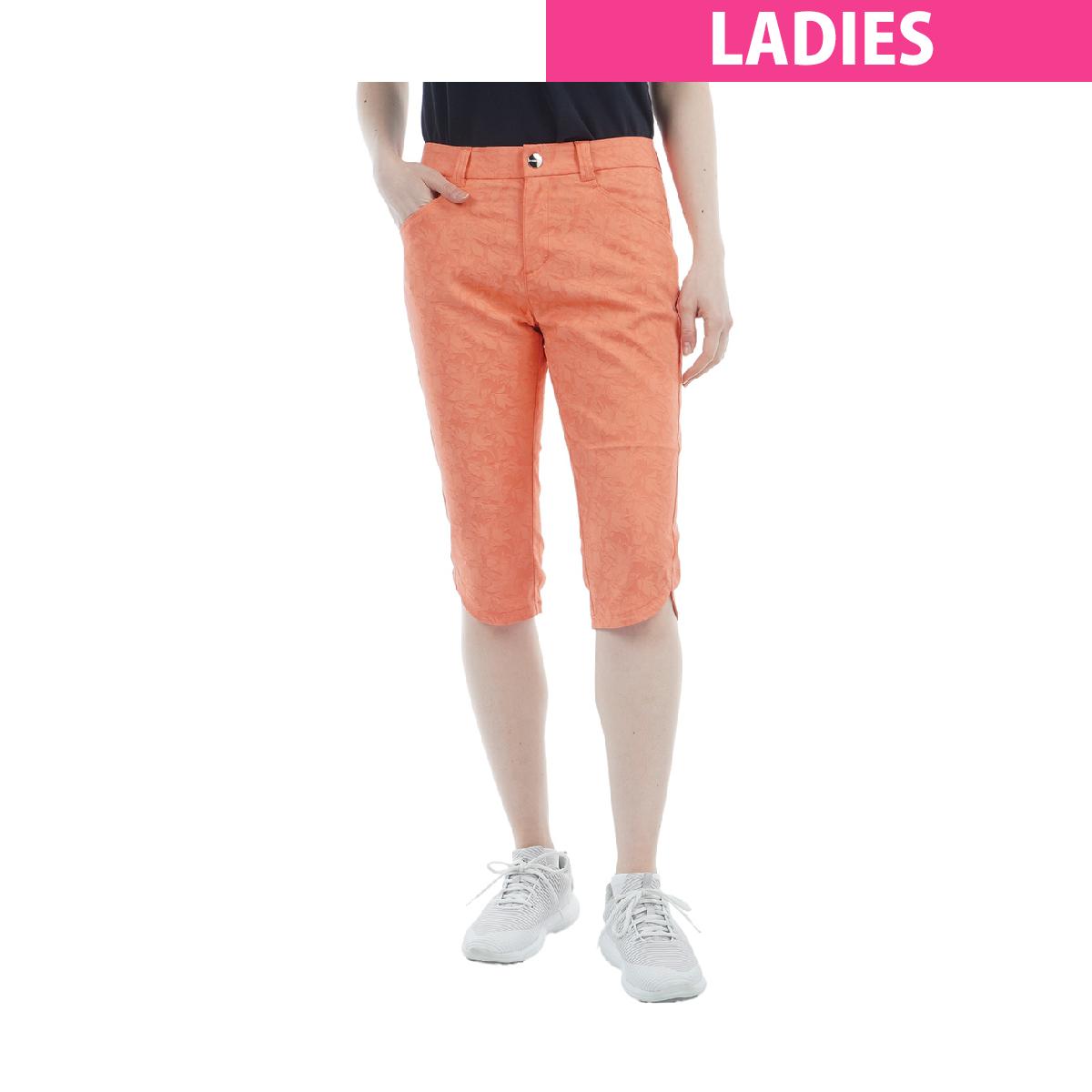 ルコックスポルティフ ゴルフ　Le coq sportif GOLF　RIJOUME リーフ柄ストレッチジャガードカプリパンツ　レディス