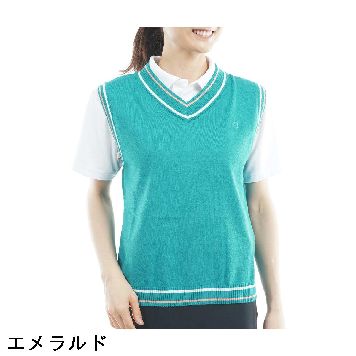 フットジョイ　Foot Joy　ストレッチ ワイドVネックニットベスト　レディス