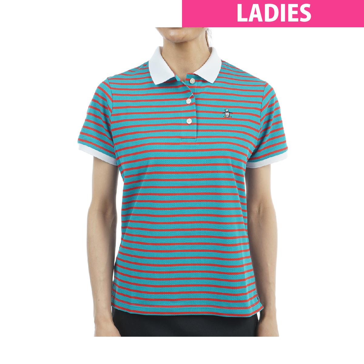 マンシングウェア Munsingwear SEASON COLLECTION SUNSCREEN ストレッチ 先染めボーダー鹿の子 半袖ポロシャツ レディス