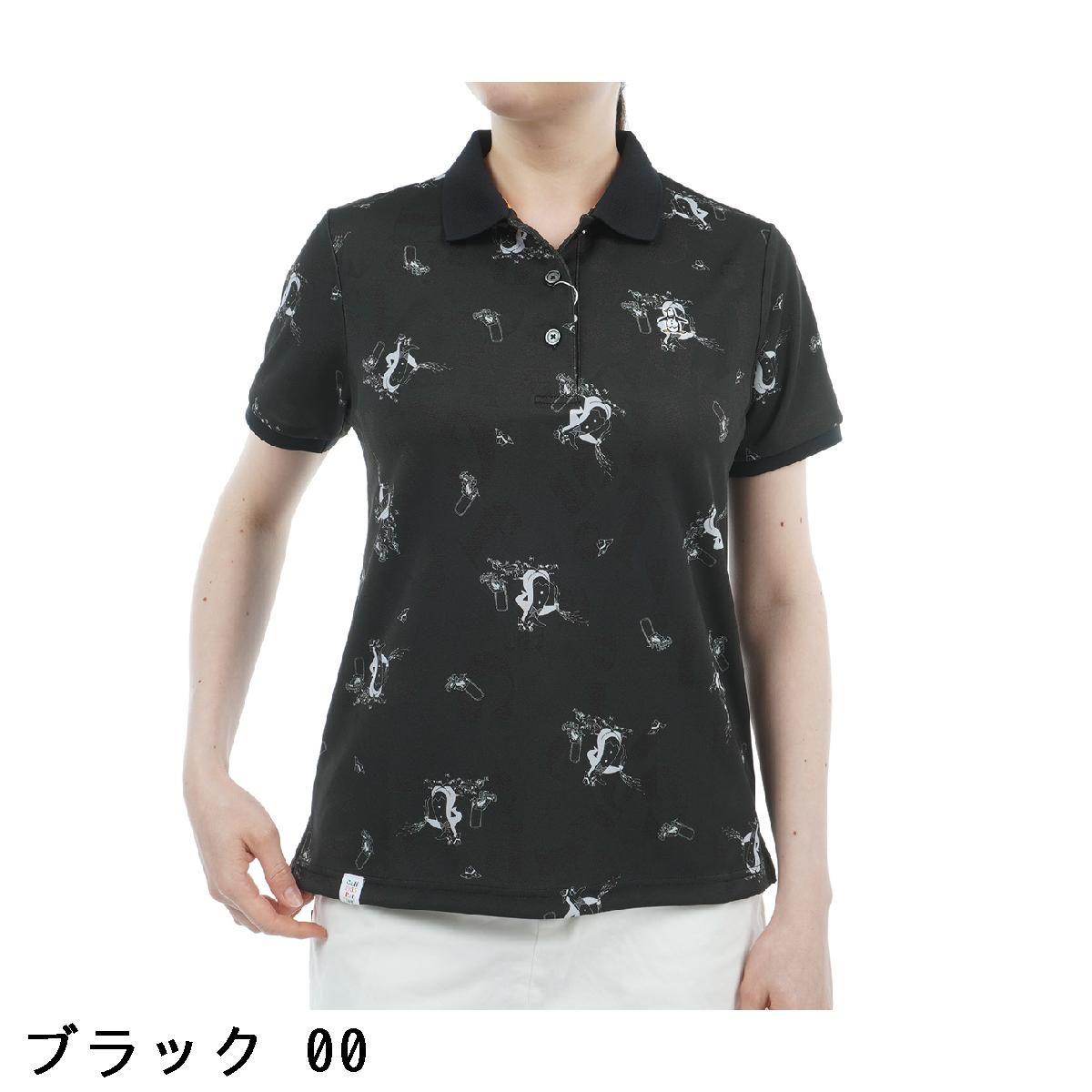 マンシングウェア　Munsingwear　SEASON COLLECTION ストレッチ SUNSCREENジャカード×ペンギン総柄プリント半袖ポロシャツ　レディス