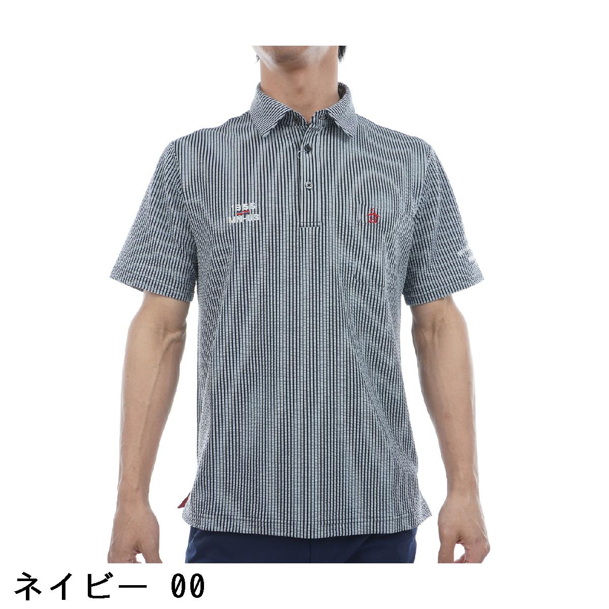 マンシングウェア　Munsingwear　SEASON ストレッチ ストライプ サッカー半袖ポロシャツ