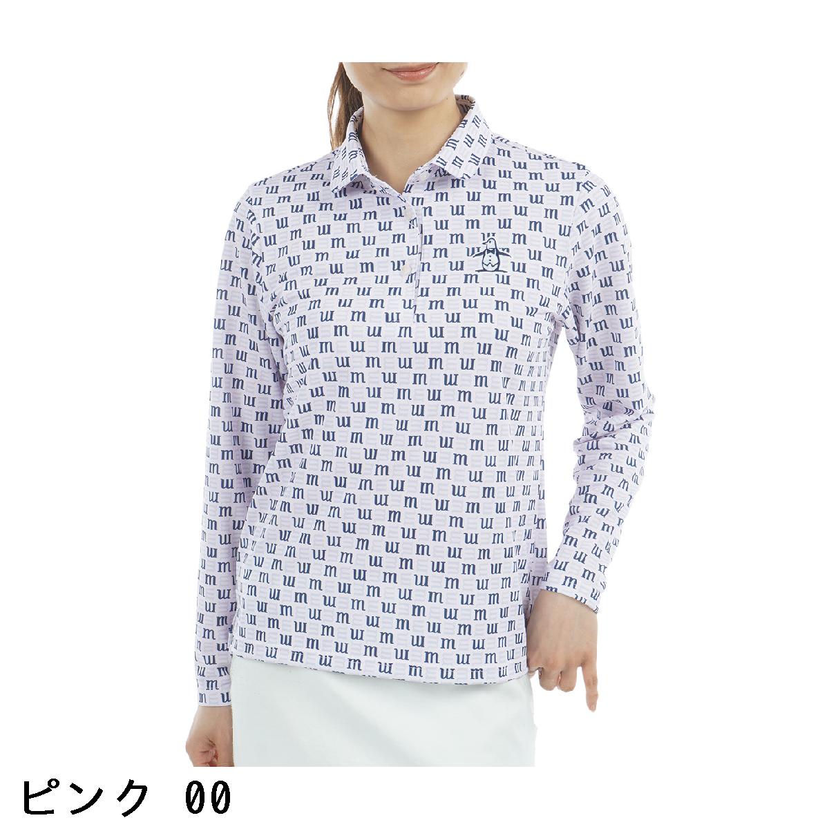 マンシングウェア　Munsingwear　SEASON COLLECTION SUNSCREEN ストレッチ ロゴプリント長袖ポロシャツ　レディス