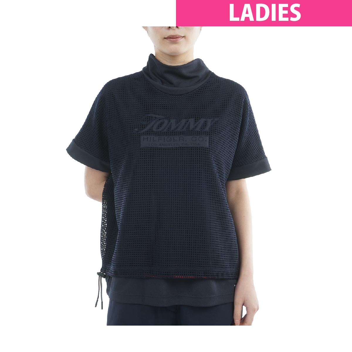 トミー ヒルフィガー ゴルフ　TOMMY HILFIGER GOLF　メッシュレイヤード モックネック半袖シャツ　レディス