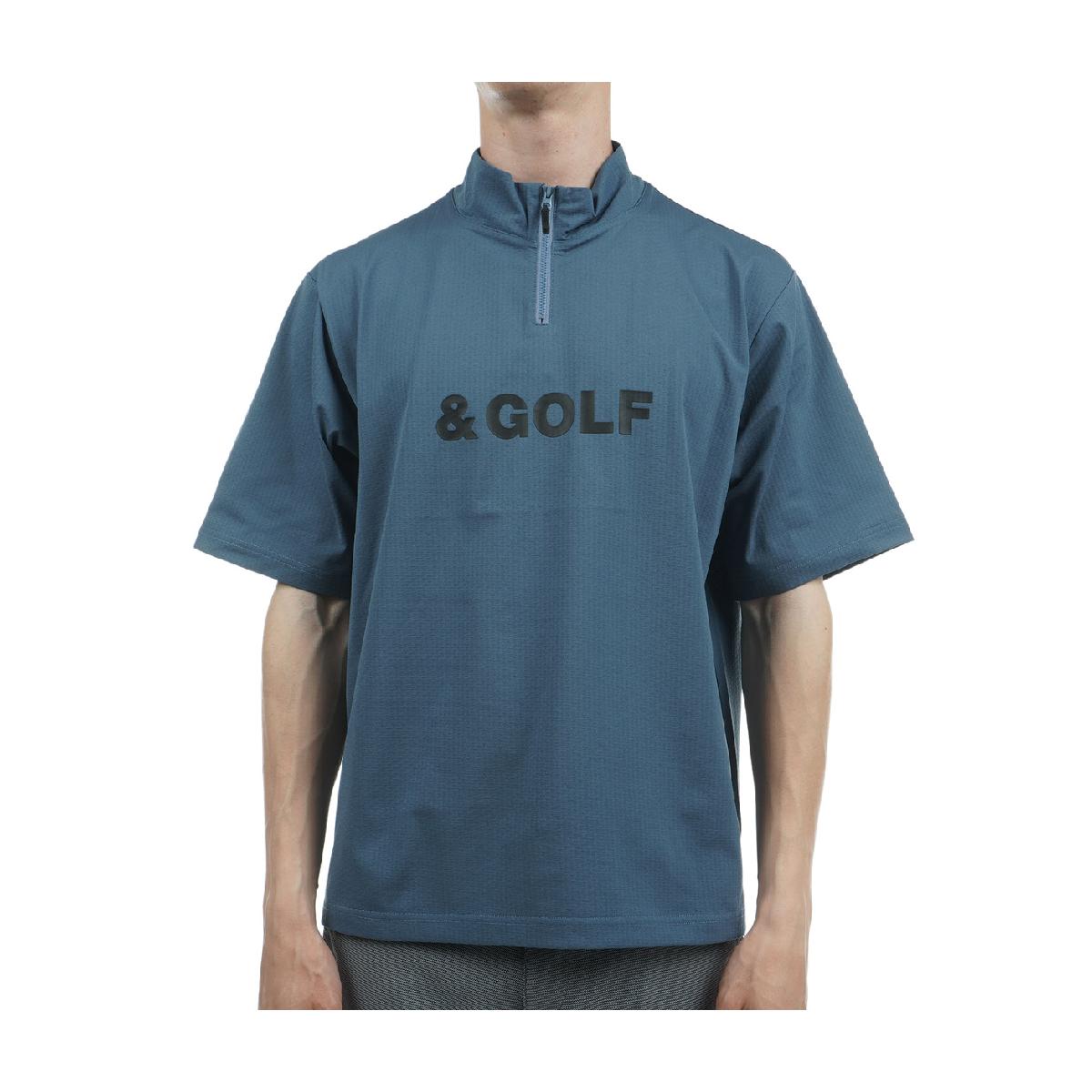 Shirts - アンパスィ　and per se & GOLF　ストレッチ シャークドビー ハーフジップ半袖Tシャツ