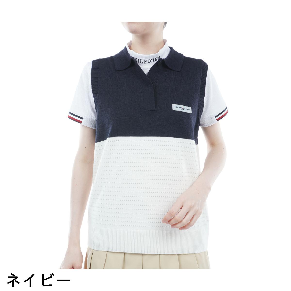 トミー ヒルフィガー ゴルフ　TOMMY HILFIGER GOLF　キーネック メッシュニットベスト　レディス