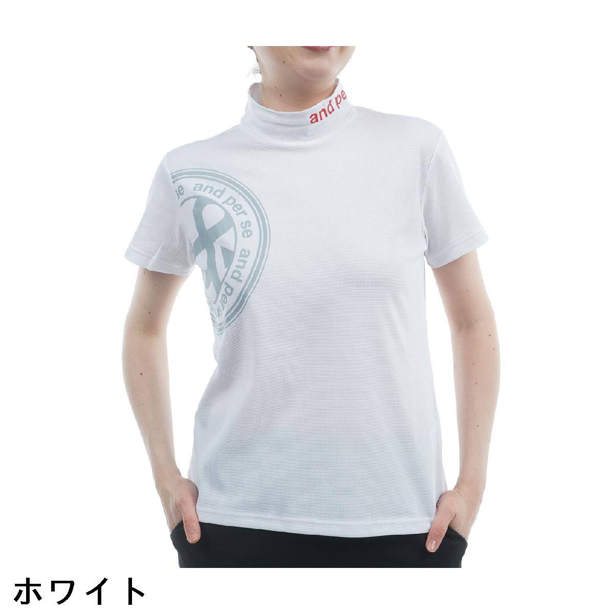 アンパスィ　and per se　ストレッチ SWING DRY メッシュ モックネック半袖シャツ　レディス