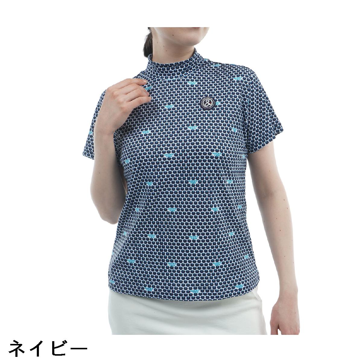 アンパスィ　and per se　ストレッチ COOL is COOL プリンテッドモックネック半袖シャツ　レディス 3
