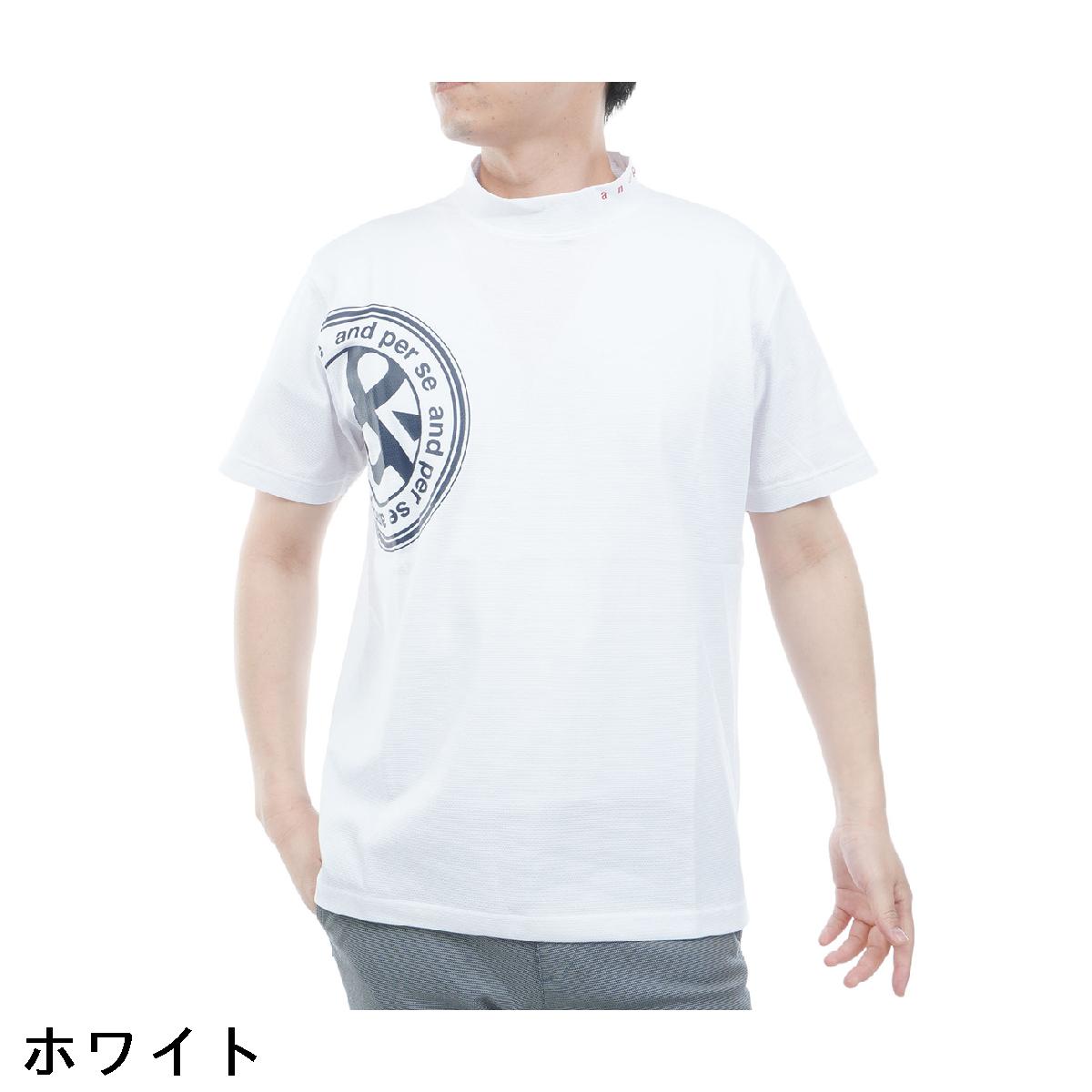 アンパスィ　and per se　ストレッチ SWING DRY メッシュモックネック半袖シャツ