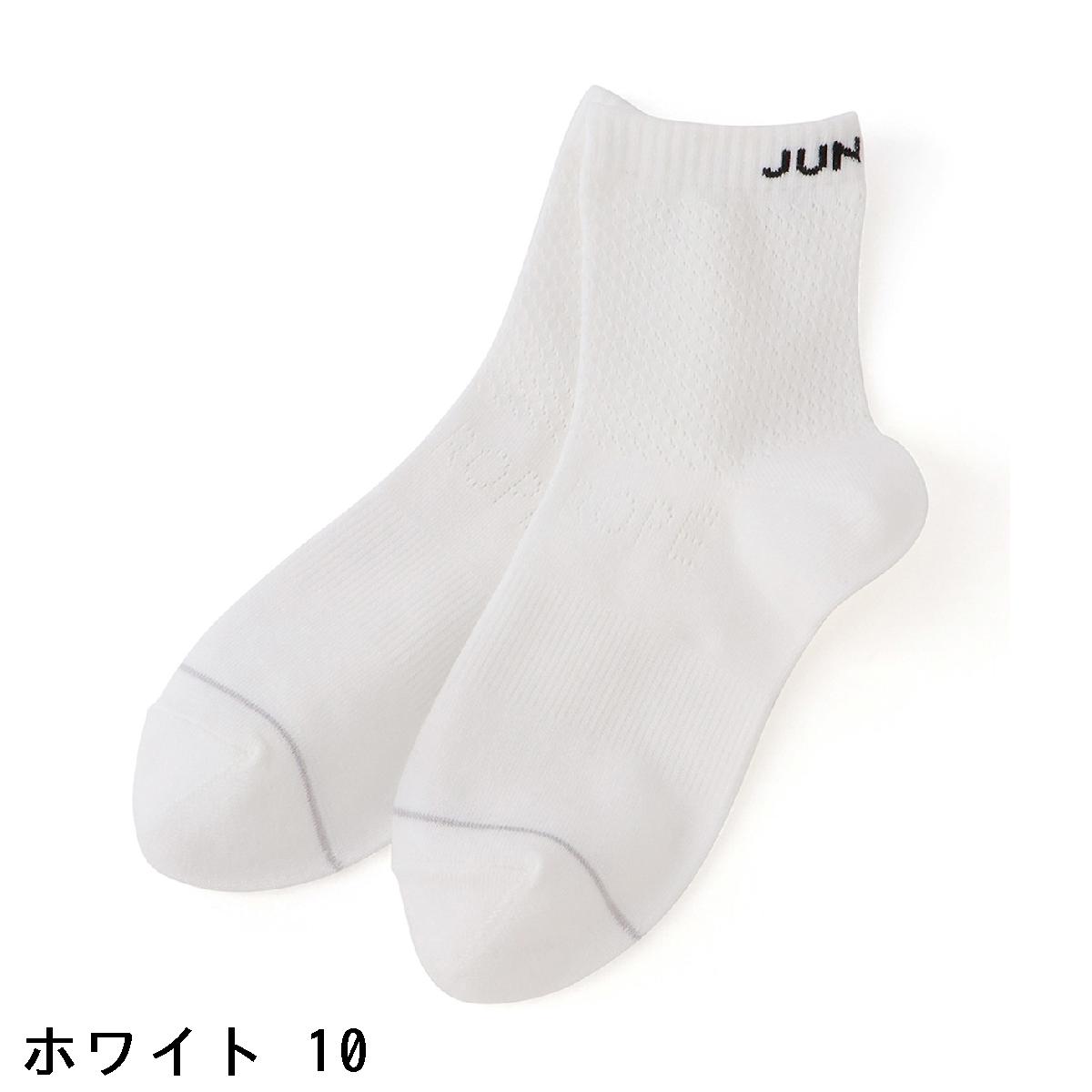 ジュン アンド ロペ　JUN & ROPE　ロゴ×透かし柄 ミディソックス　レディス
