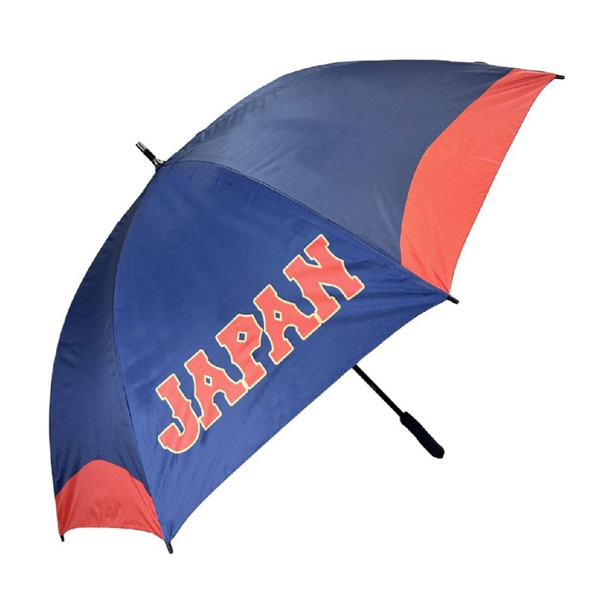侍ジャパン ゴルフ傘その他メーカー / その他商品の特徴2026年SAMURAI JAPAN 正規ライセンスモデル突然の雨や強い日差しから守るゴルフ用晴雨兼用傘。UVカット機能付き軽量＆頑丈設計で風に強いグラスファイバー骨使用タイプ晴雨兼用、UV加工素材合成繊維、グラスファイバー重さ410gサイズバリエーション全長98cm、直径132cm製造国中国シーズン2026年モデル26ssacc