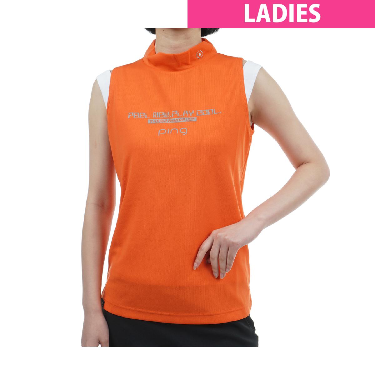 ピン PING ハニカムメッシュ ハイネックノースリーブシャツ レディス