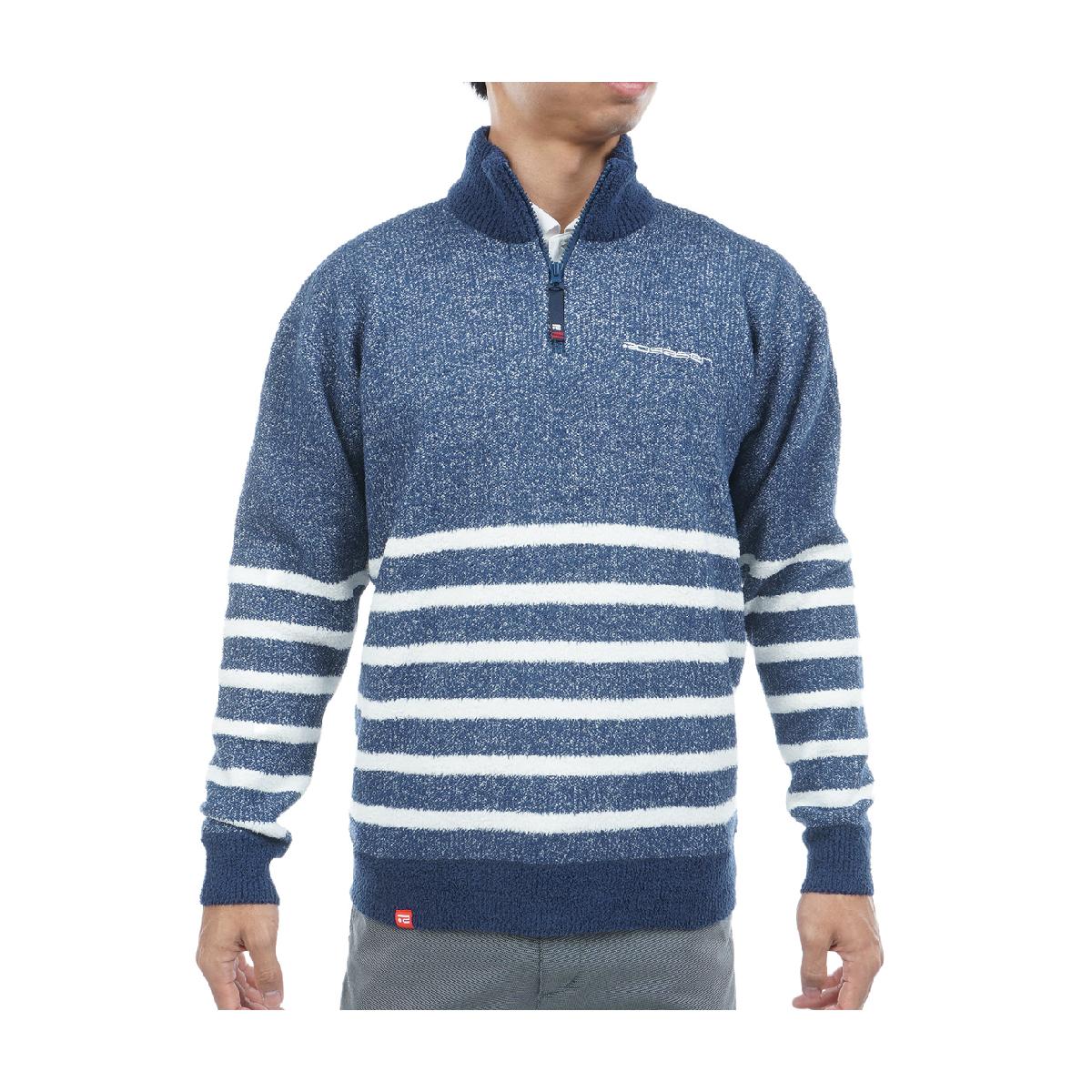 ロサーセン　ROSASEN　モールニット ボーダー ハーフジップハイネックセーター