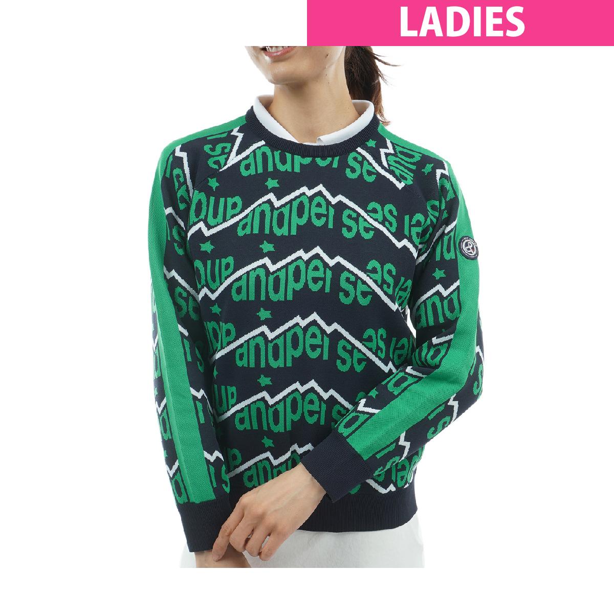 アンパスィ　and per se　ストレッチ アクティブニット ジャカードセーター　レディス