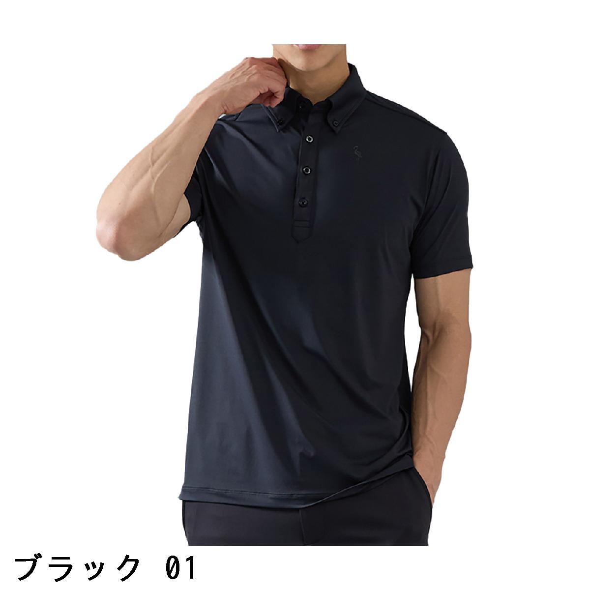 ジュン アンド ロペ　JUN & ROPE　速乾 ストレッチ NOIR ロメリーナナイロンジャージ ボタンダウン半袖ポロシャツ