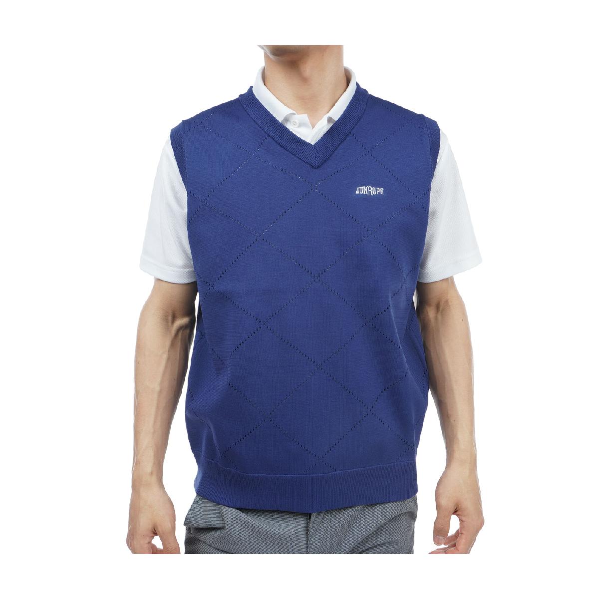 ジュン アンド ロペ　JUN & ROPE　ポリエステルダイヤ柄ニットベスト