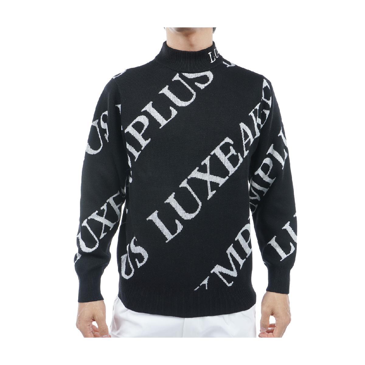 リュクスエイケイエムプラス　LUXEAKMPLUS　総柄ロゴ モックネックセーター