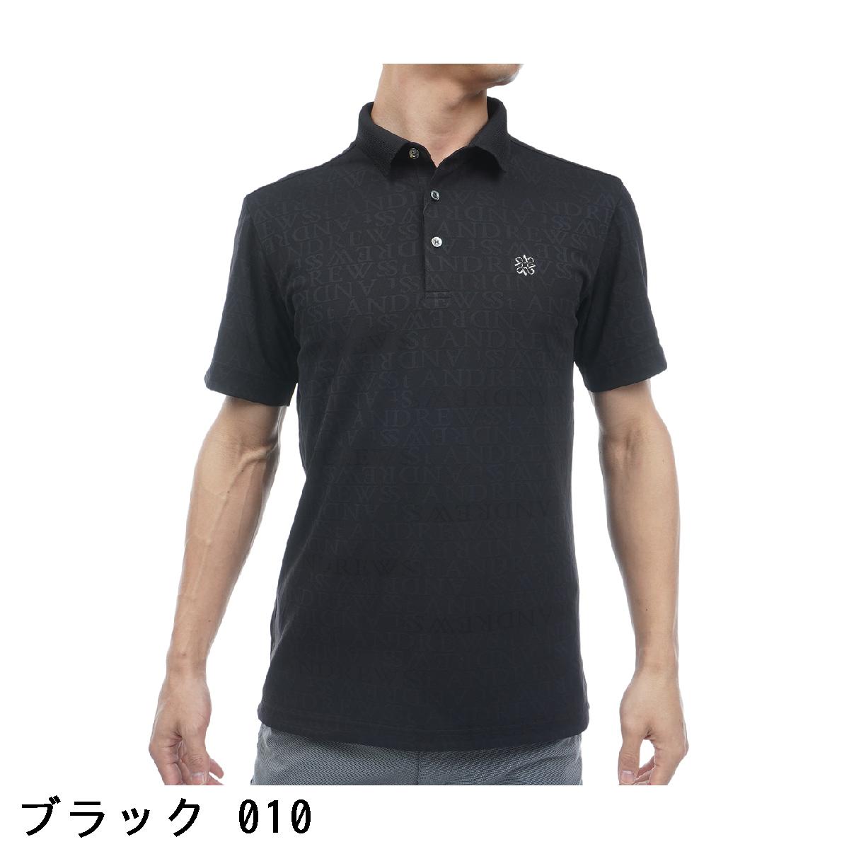 セント・アンドリュース　St ANDREWS　ダブルロゴジャカード半袖ポロシャツ