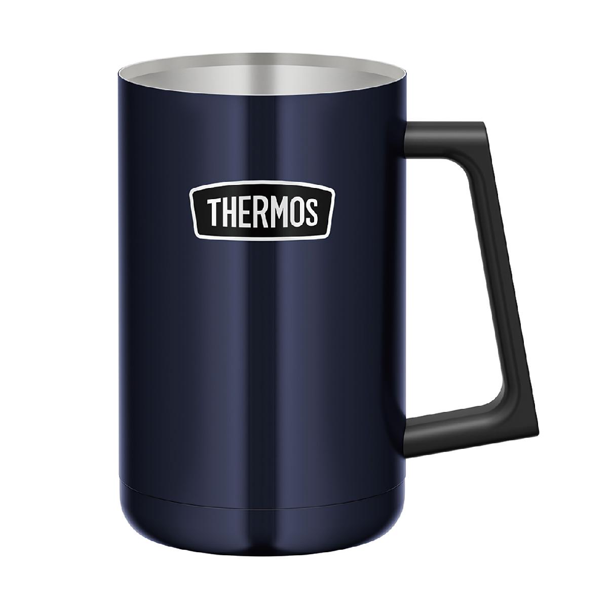 真空断熱ジョッキ 0.6Lサーモス / THERMOS商品の特徴ジョッキで飲む冷えたビールは泡まで美味しく味わえる。ふわふわの泡から、冷えたビールが喉を通る最高の瞬間。この美味しさは、ジョッキでないと味わえない！とっておきのビールと美味しい料理が揃ったら、乾杯。素材【ミッドナイトブルー】本体：ステンレス鋼(アクリル樹脂塗装)／ハンドル：ABS樹脂【ステンレス】本体：ステンレス鋼／ハンドル：ABS樹脂サイズバリエーション本体：幅12.5×奥行8.5×高さ13.5cm製造国中国重さ本体：約0.3kgシーズン2022年モデル