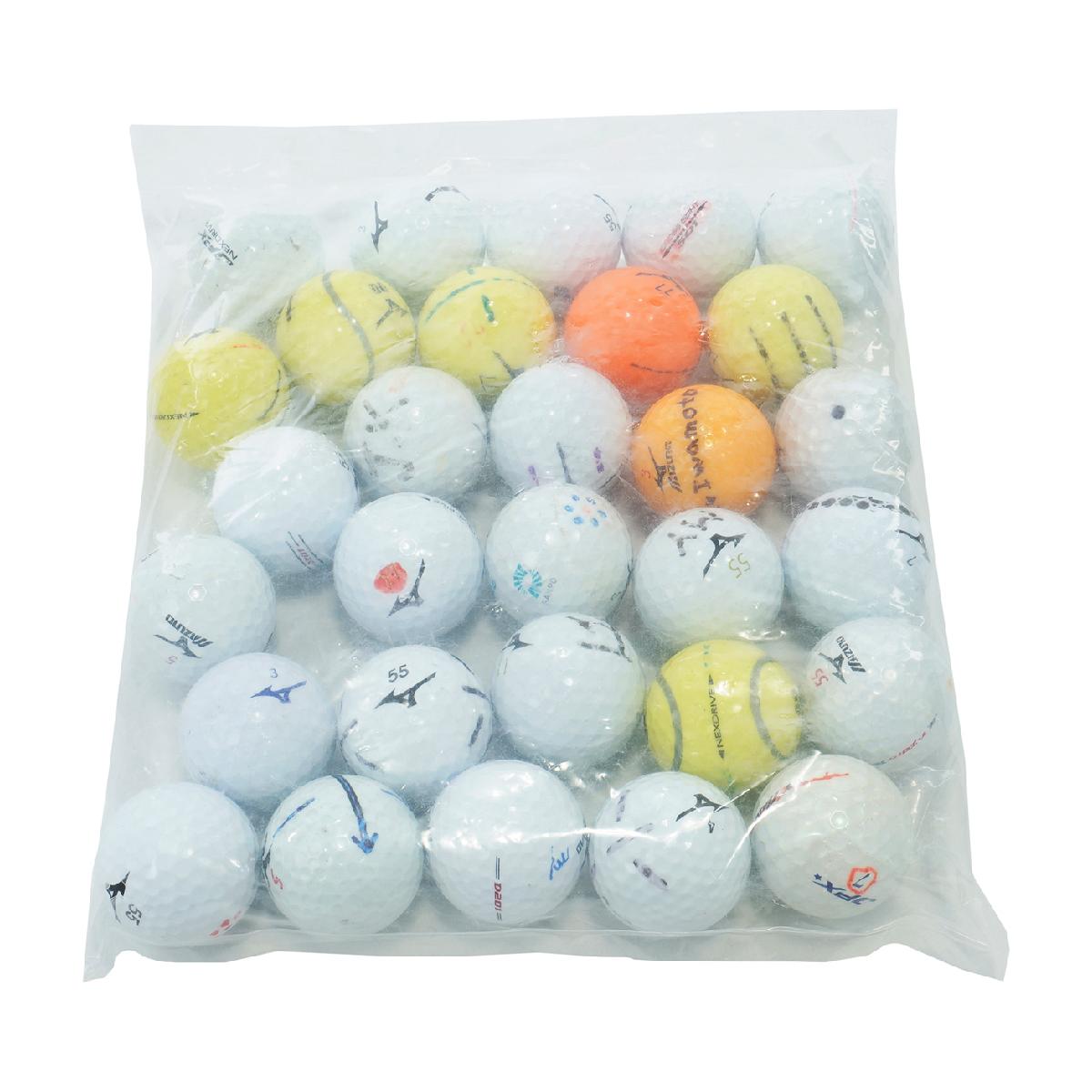ミズノ混合 マーキング入りロストボール 30個セットロストボール / Lost Ball商品の特徴※各銘柄混合、年代混合。ボールナンバー混合タイプ混合スピン混合フィーリング混合弾道混合適応ヘッドスピード混合カバー素材混合ディンプル混合製造国日本