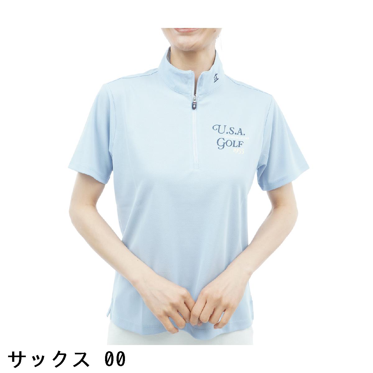 マンシングウェア　Munsingwear　ストレッチ スタンドジップ半袖シャツ　レディス