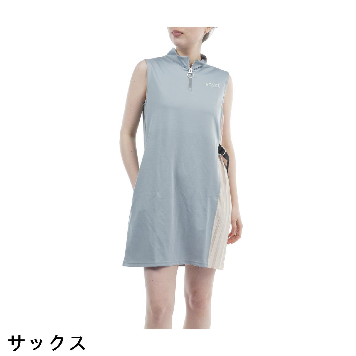 クアルトユナイテッド　CUARTO UNITED　モックネック切替プリーツワンピース　レデ...
