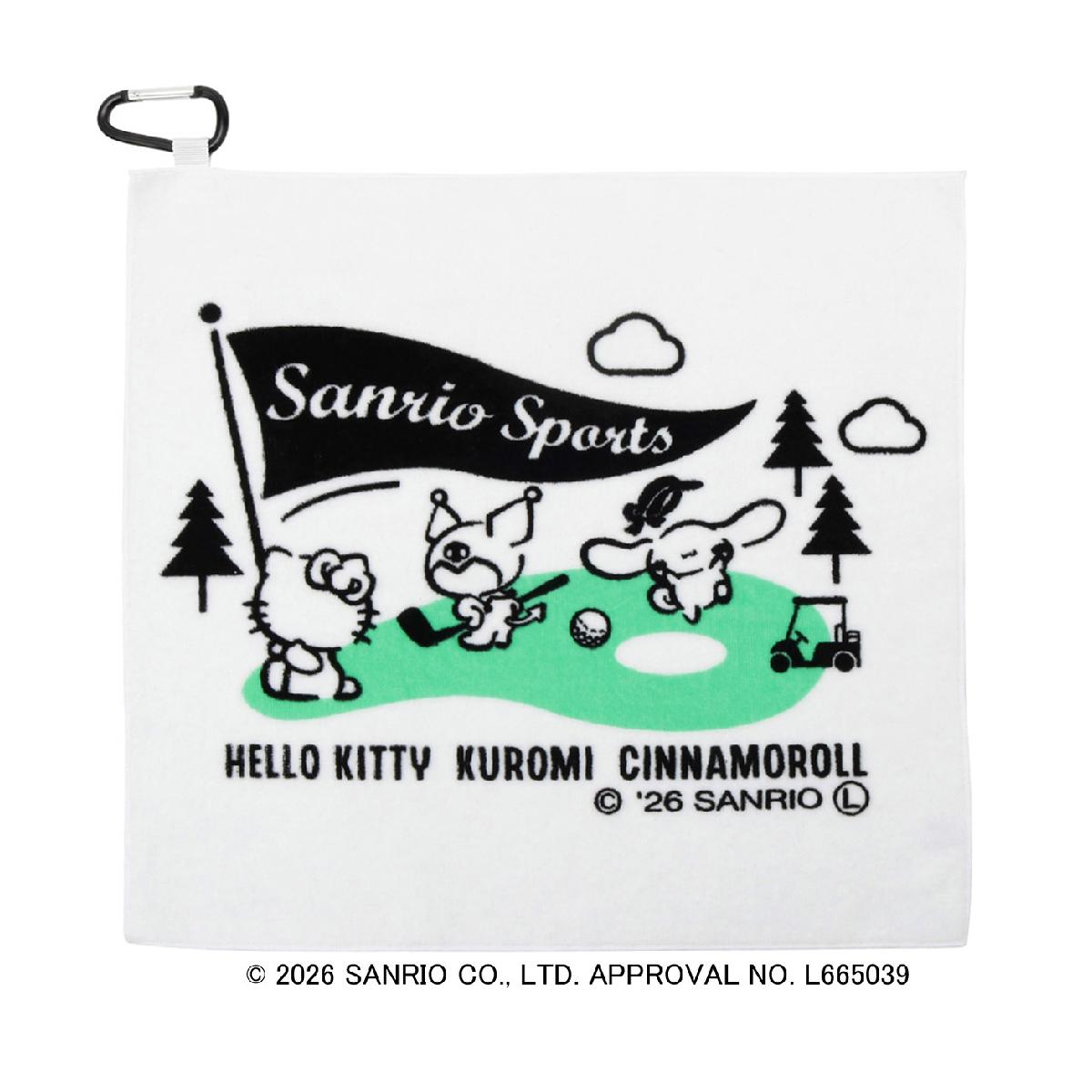 MX フラッグ ハンドタオルサンリオスポーツ / Sanrio Sports商品の特徴自分用にはもちろん、ギフトにも最適なアイテム。キャラクターが仲良くゴルフを楽しんでいるオリジナルアートを使用。ゴルフシーンはもちろん普段使いにも最適な肌障りの良いハンドタオル。カラビナ付きでゴルフのプレイ中も使いやすいデザイン。肌障りのよい日本製の素材を使用素材コットンサイズバリエーションH34×W35cm製造国日本シーズン2026年モデル26ssacc