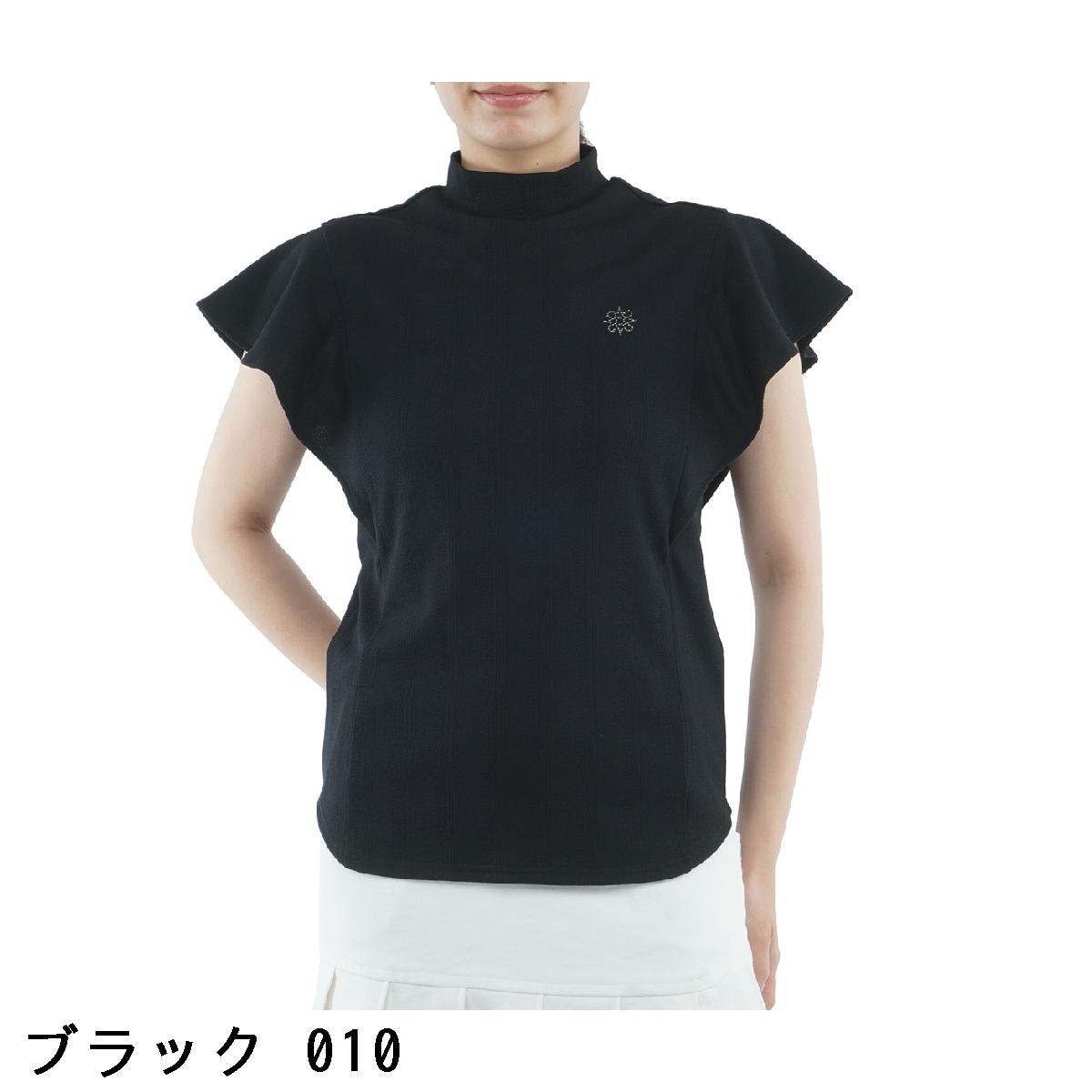 セント・アンドリュース　St ANDREWS　タックジャカード半袖ハイネックシャツ　レディス