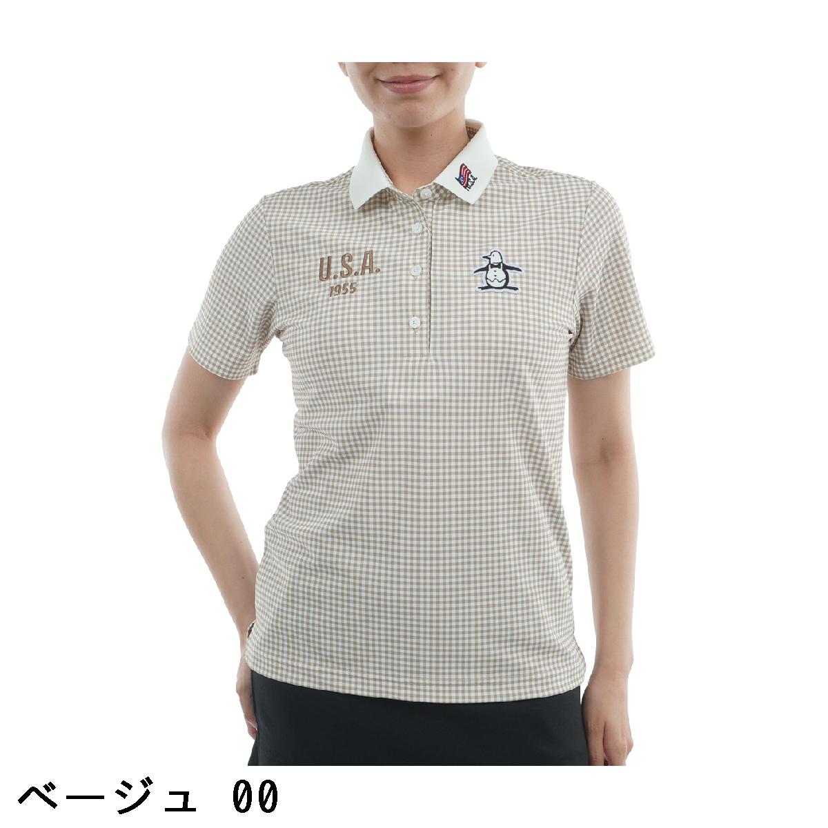 マンシングウェア　Munsingwear　ストレッチ ギンガムチェックプリント半袖ポロシャツ　レディス