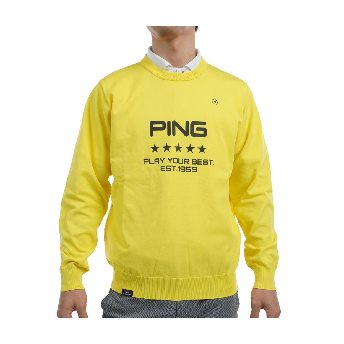 ピン　PING　ロゴプリントクルーネックセーター