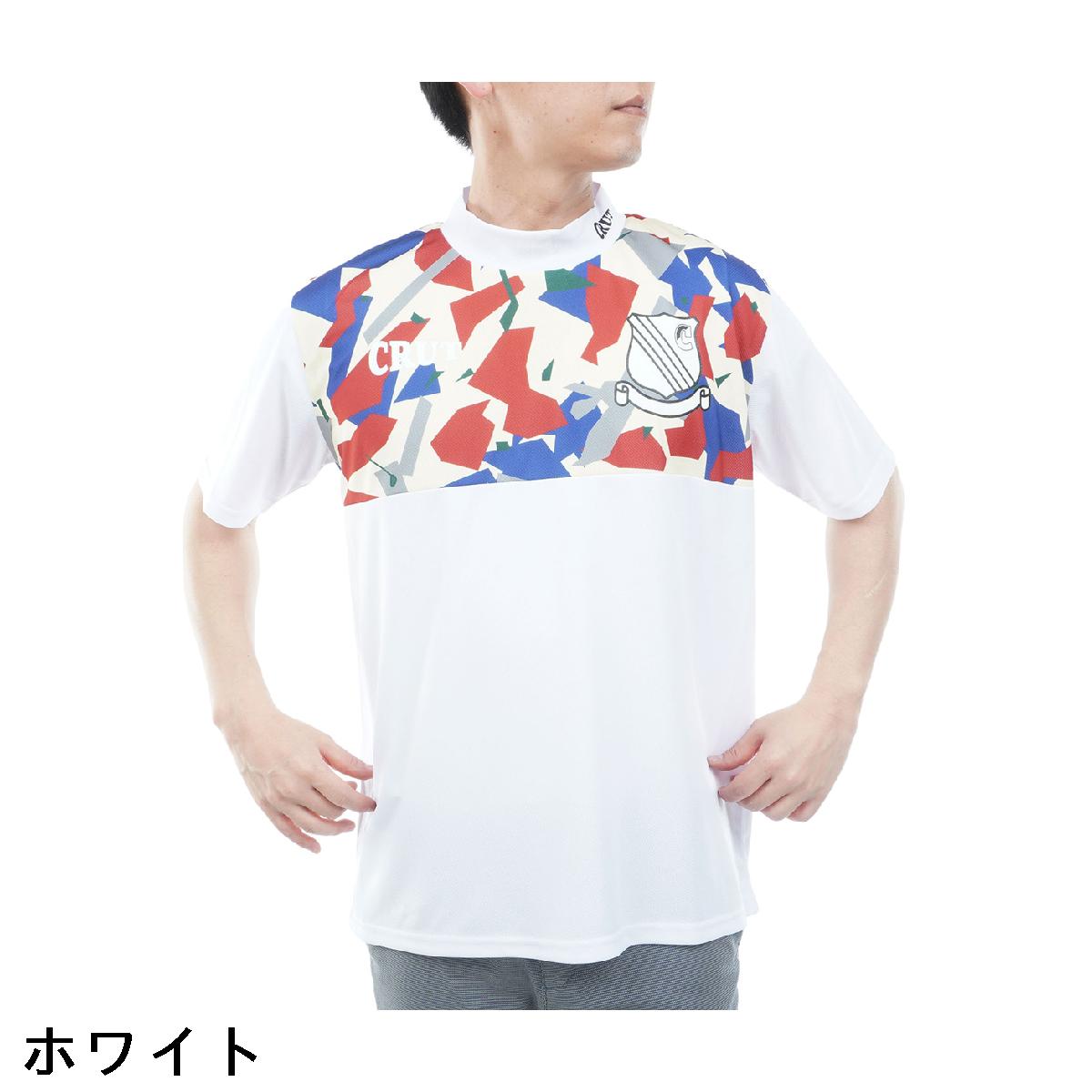 クアルトユナイテッド　CUARTO UNITED　ゴルフモチーフカモフラ切替モックネック半袖シャツ