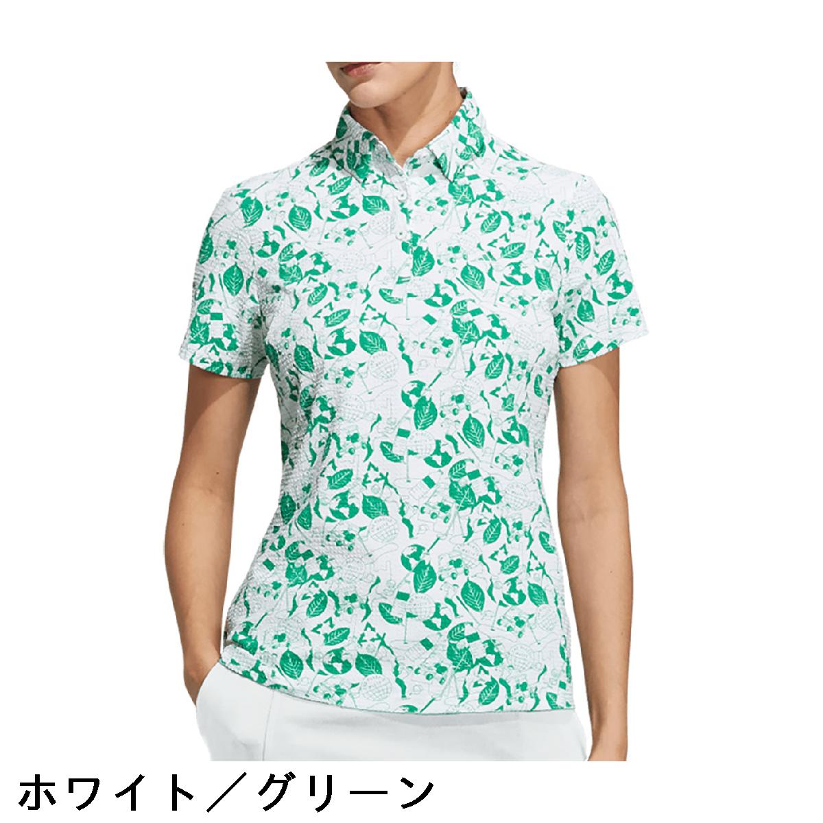 アディダス　Adidas　PLAY GREEN サッカープリント ストレッチ 半袖ボタンダウンポロシャツ　レディス