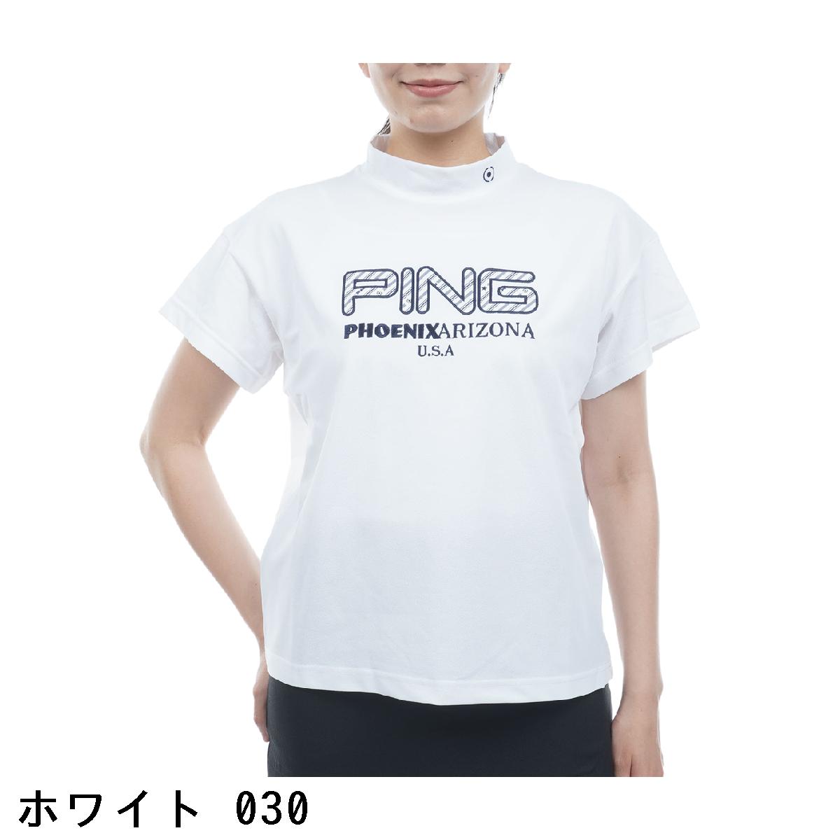 ピン　PING　アップリケハイネック半袖シャツ　レディス