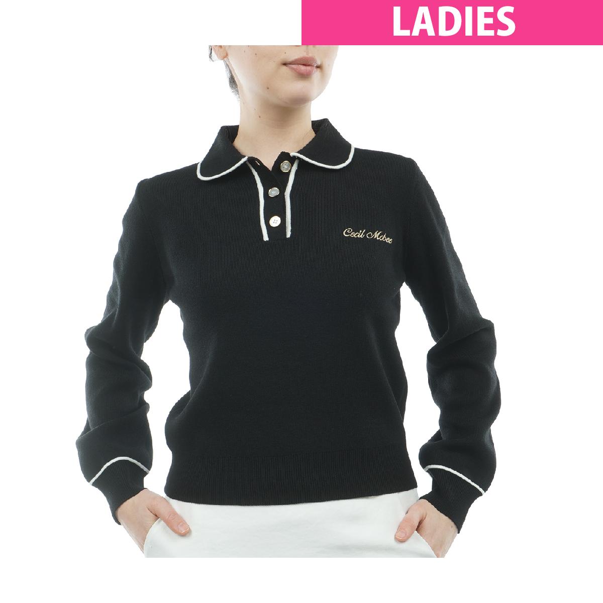 セシルマクビー グリーン　CECIL McBEE green　長袖ニットポロシャツ　レディス