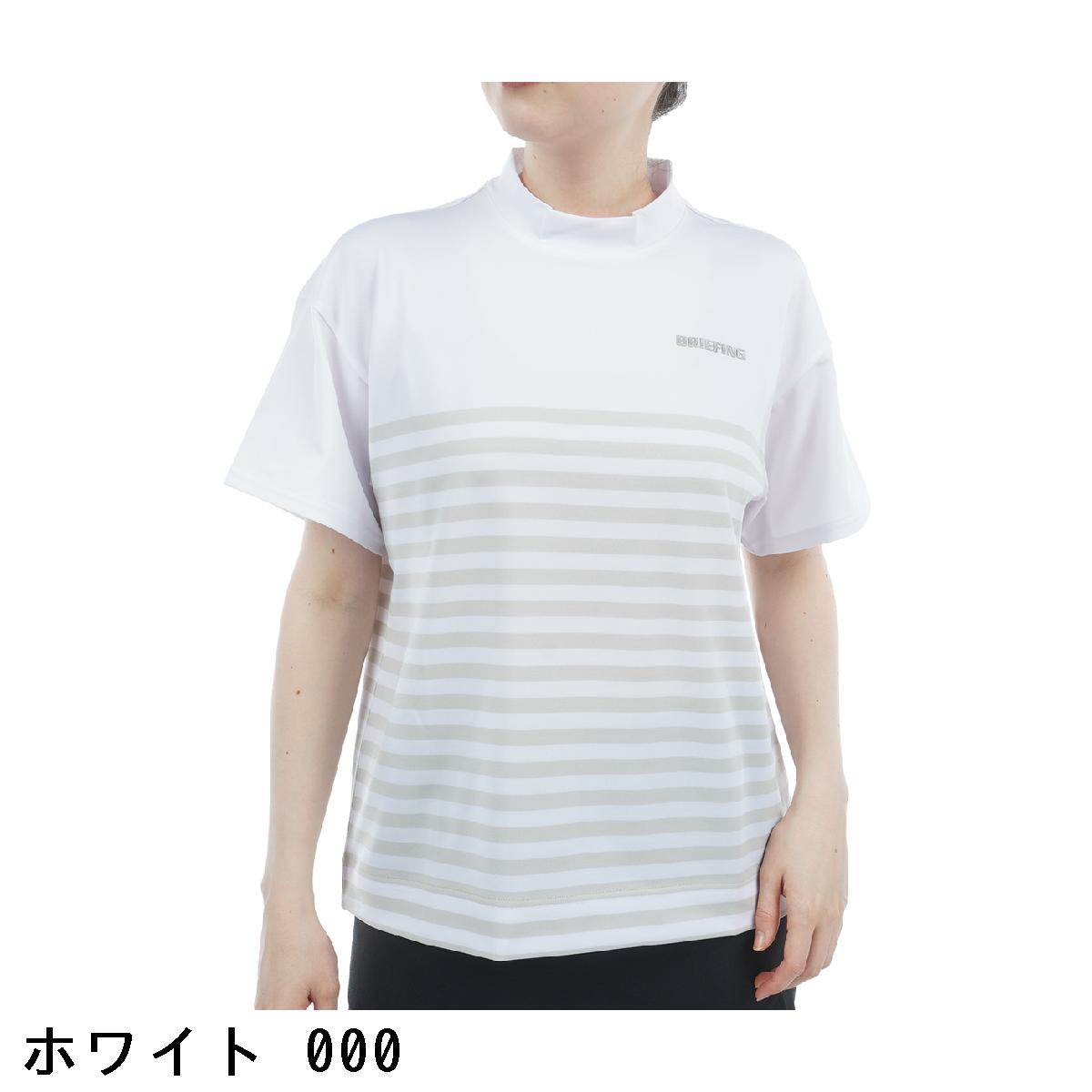 ブリーフィング　BRIEFING　シャドウ ストライプ RF ハイネック半袖シャツ　レディス