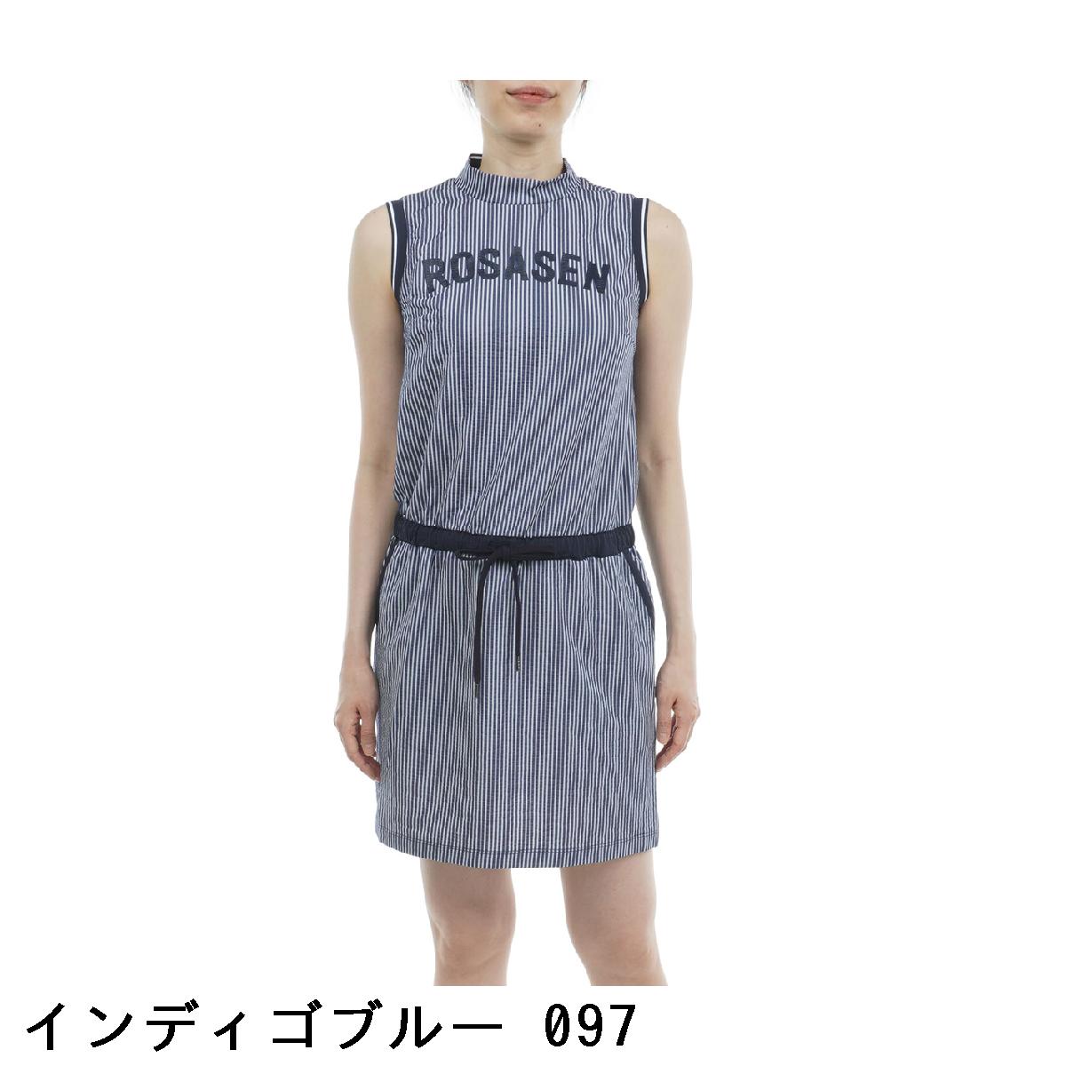 ロサーセン　ROSASEN　エコサッカーストライプノースリーブワンピース　レディス